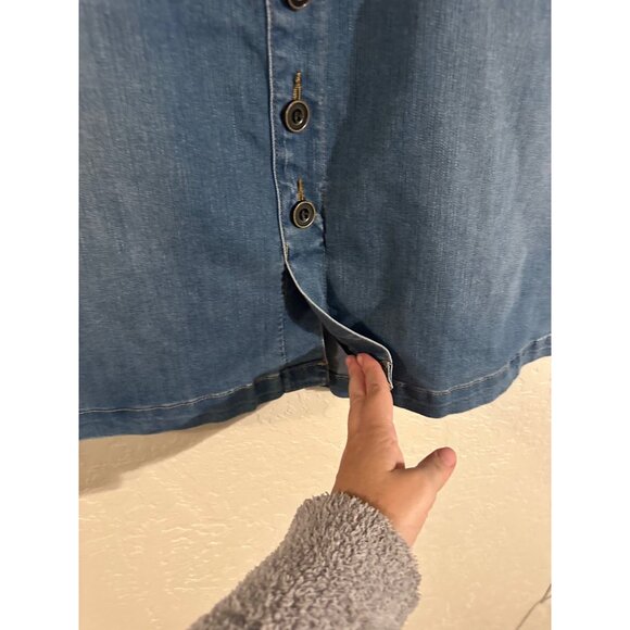 Lane Bryant Plus Size Denim Buttoned Midi Skirt - Picture 3 of 6